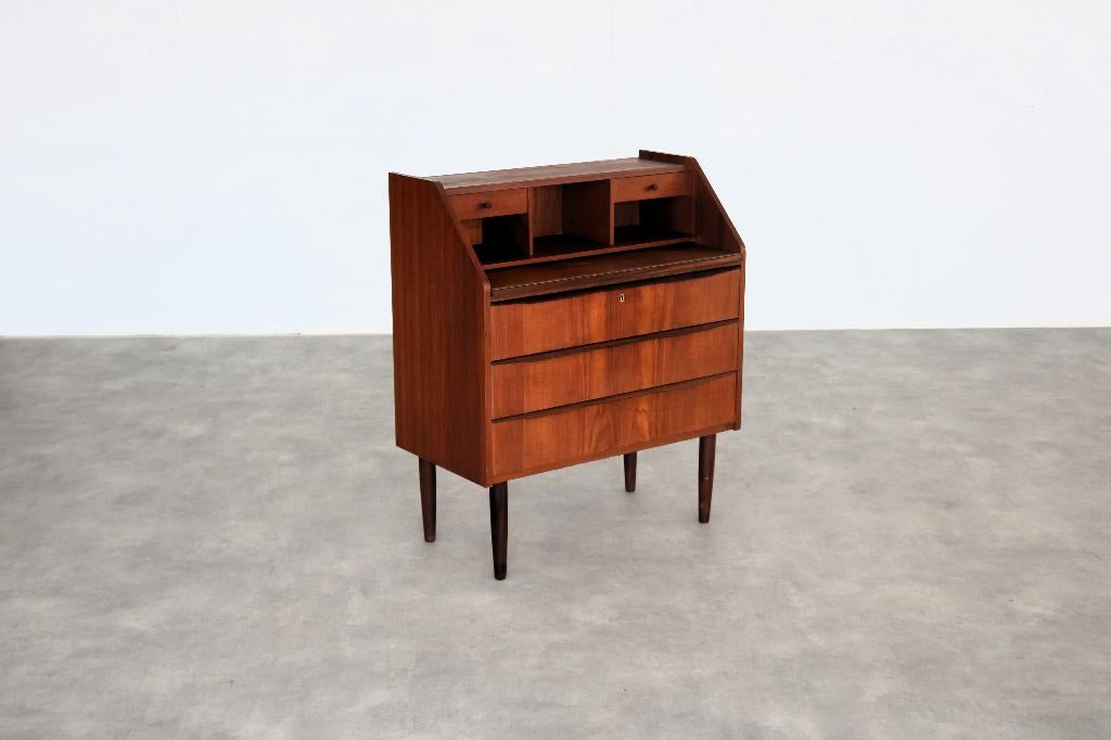 vintage secretaire | teak | jaren 60 | Deens, Gebruikt, ., Ophalen of Verzenden, .