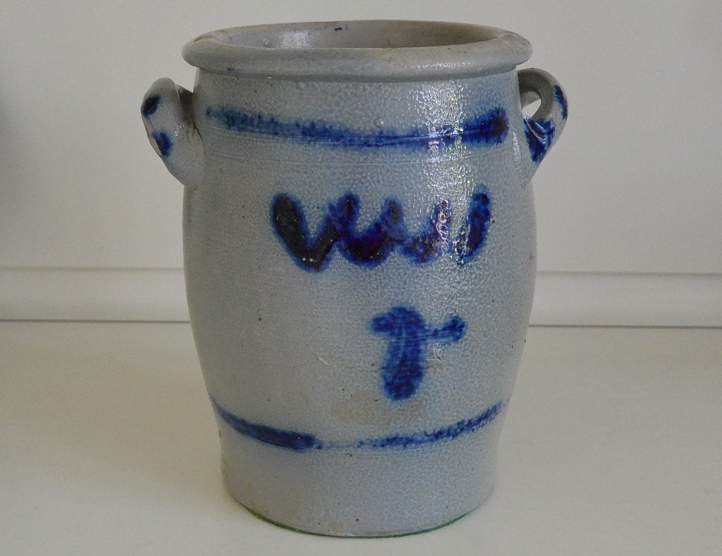 oude hoge smalle Keulse pot / vaas met handvatten, Ophalen