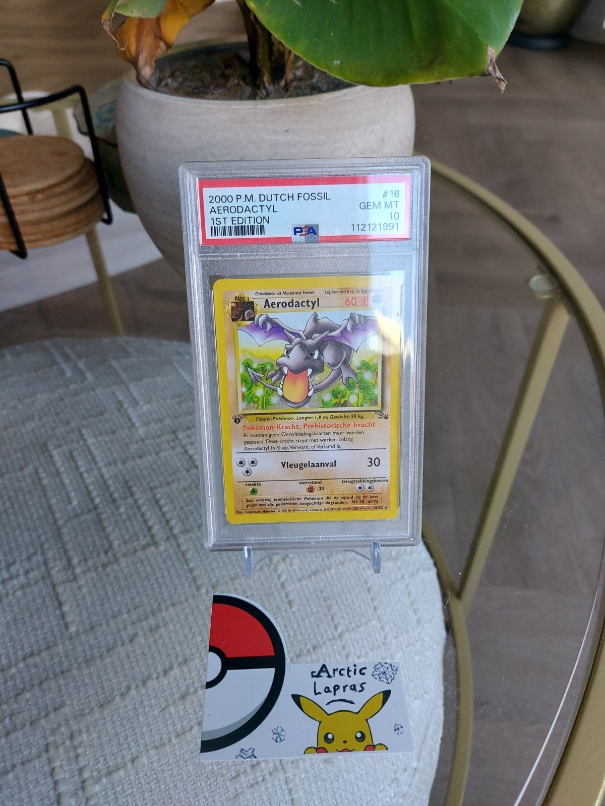 PSA 10 Aerodactyl 1st Edition 2000 Dutch FossilPokémon Kaart, Ophalen of Verzenden