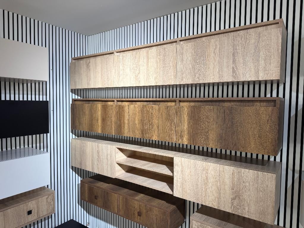 Zwevend TV-meubel 208 cm Eikenlook – MDF – Nu €149,99, Huis en Inrichting, Kasten | Televisiemeubels, Nieuw, 200 cm of meer, Overige materialen