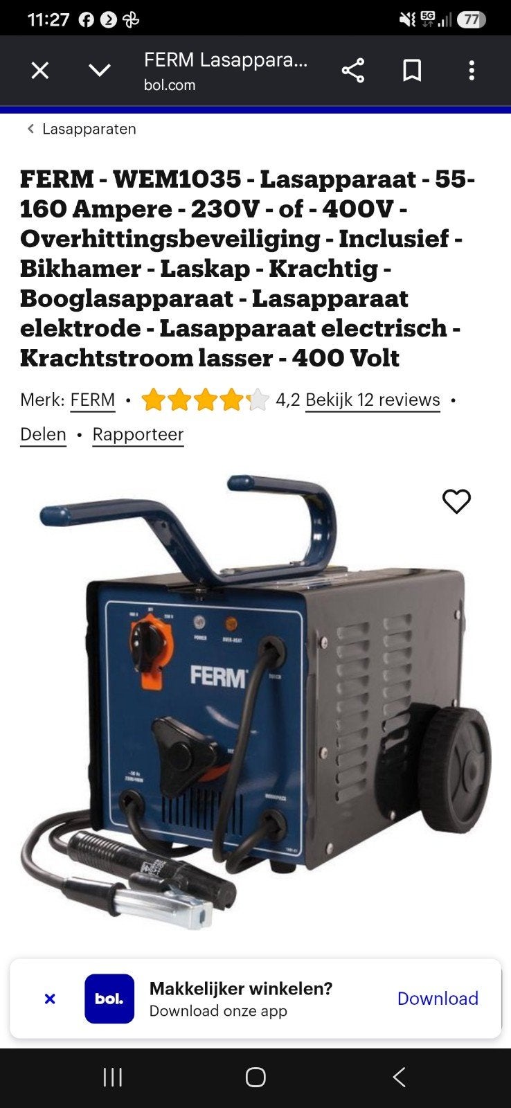 FERM WEM1035 Elektrisch Lasapparaat - Nieuw in Doos, Verzenden, Nieuw, 150 tot 250 ampère, Elektroden