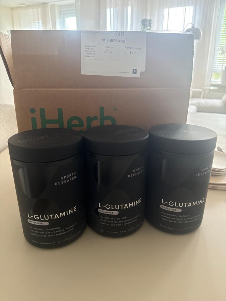 3x Sports Research L-Glutamine Poeder - Nieuw en Ongeopend, Ophalen of Verzenden, Nieuw, Poeder of Drank