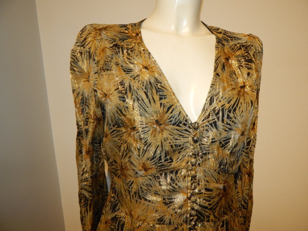 The Kooples gouden blouse in mooie print kleine knoopjes3/40, Maat 38/40 (M), The kooples, Zo goed als nieuw, Meerkleurig