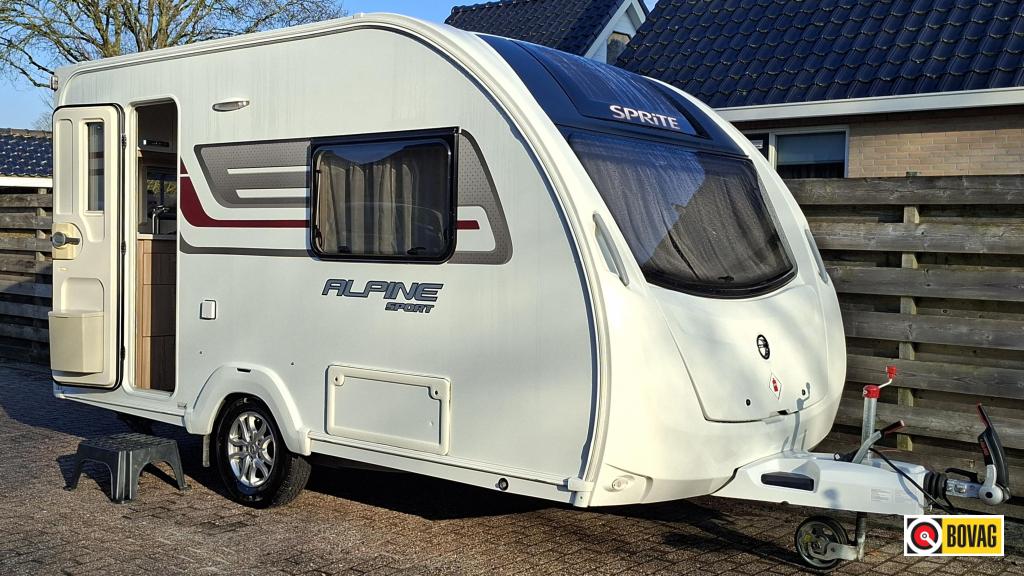Sprite Alpine Sport 370 EK Voortent en Fietsendrager, Caravans en Kamperen, Caravans, Standaardzit, Tot en met 2, Bedrijf, 750 - 1000 kg