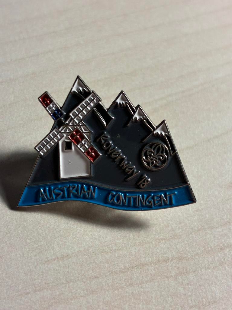 Roverway 2018 Austrian Contingent, Ophalen of Verzenden, Zo goed als nieuw, Embleem, Speld of Insigne