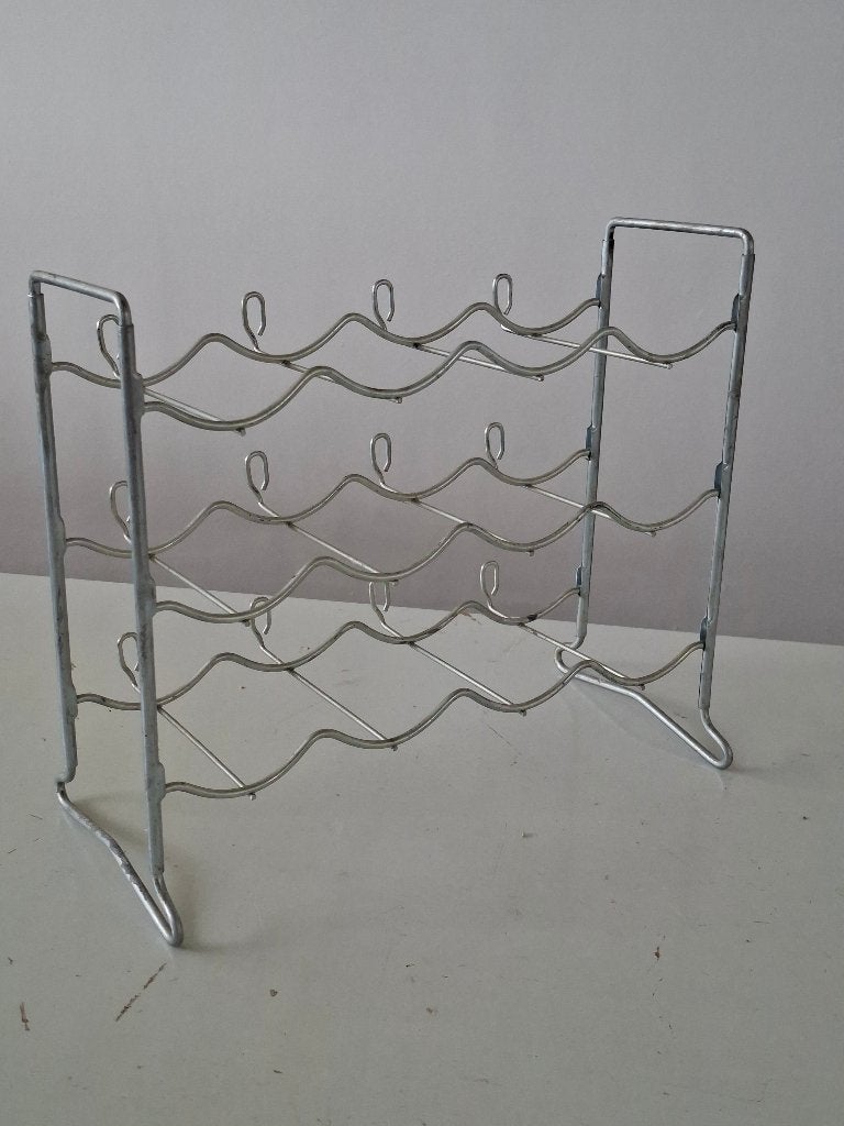 vintage Tomado wijnrek metaal industrieel design 12, Huis en Inrichting, Gebruikt, 5 tot 15 flessen, Ophalen of Verzenden, Metaal