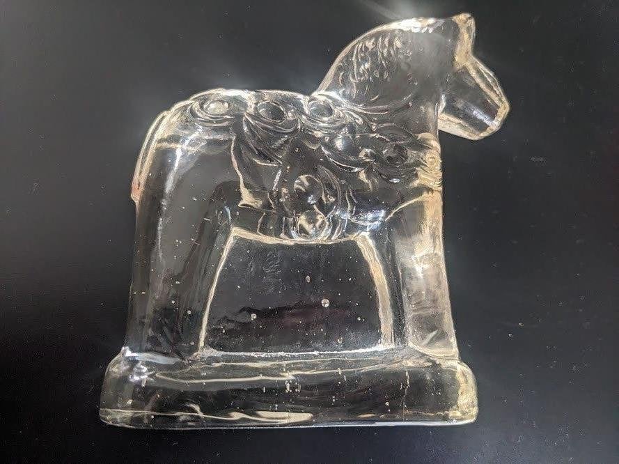 Dala paard in glas. Jaren 70. Lindshammer Glasfabriek Zweden, Ophalen of Verzenden, 11 cm, Beeld, Glas
