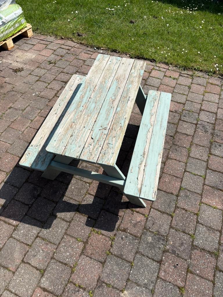 Gratis kinder picknicktafel, Tuin en Terras, Picknicktafels, Gebruikt, Rechthoekig, Hout, Ophalen