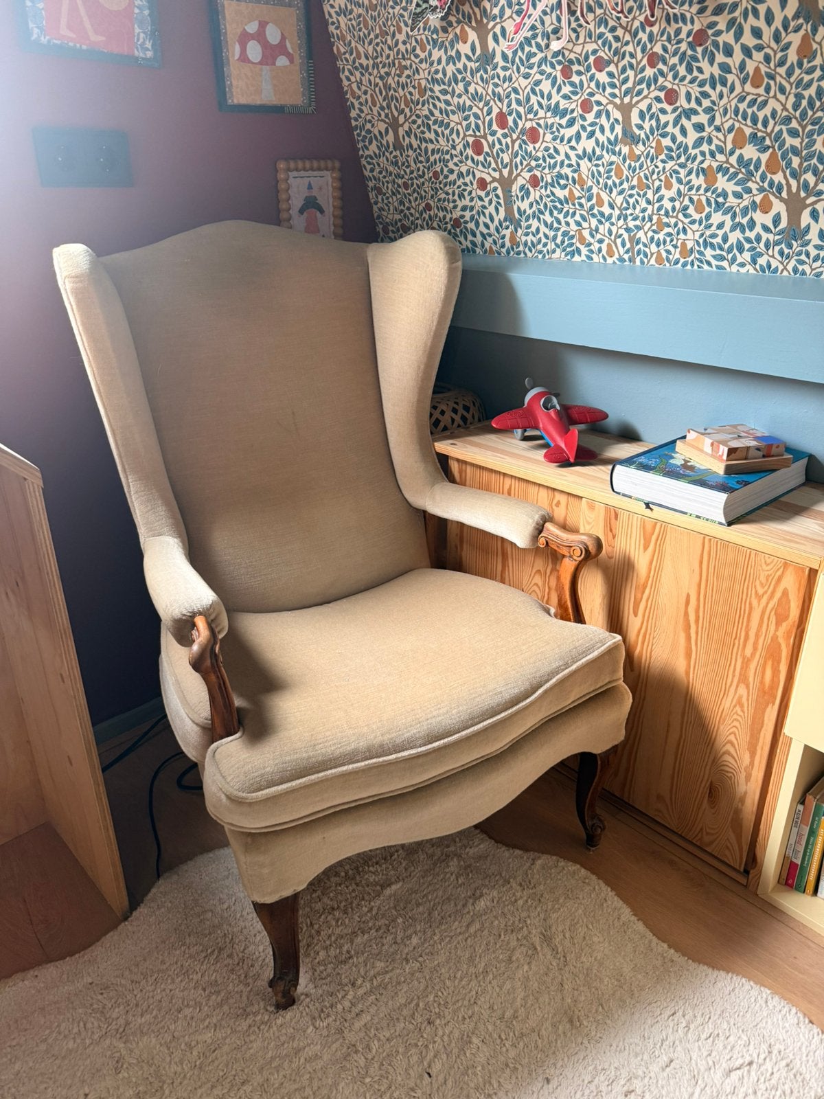 Vintage oorfauteuil / klassieke fauteuil, Huis en Inrichting, Fauteuils, Ophalen, Gebruikt, Queen Anne/Engelse stijl, 75 tot 100 cm