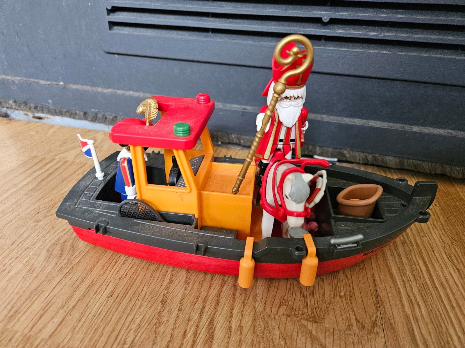playmobil stoomboot van sinterklaas met zwarte Piet ozonsel, Gebruikt, Complete set, Boot/Schip, Family fun