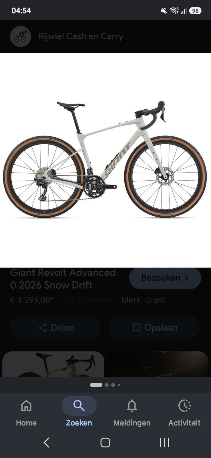 Giant Revolt Advanced 0, kleur snowdrift white, maat M, Fietsen en Brommers, Fietsen | Mountainbikes en ATB, Ophalen, Giant, Zo goed als nieuw