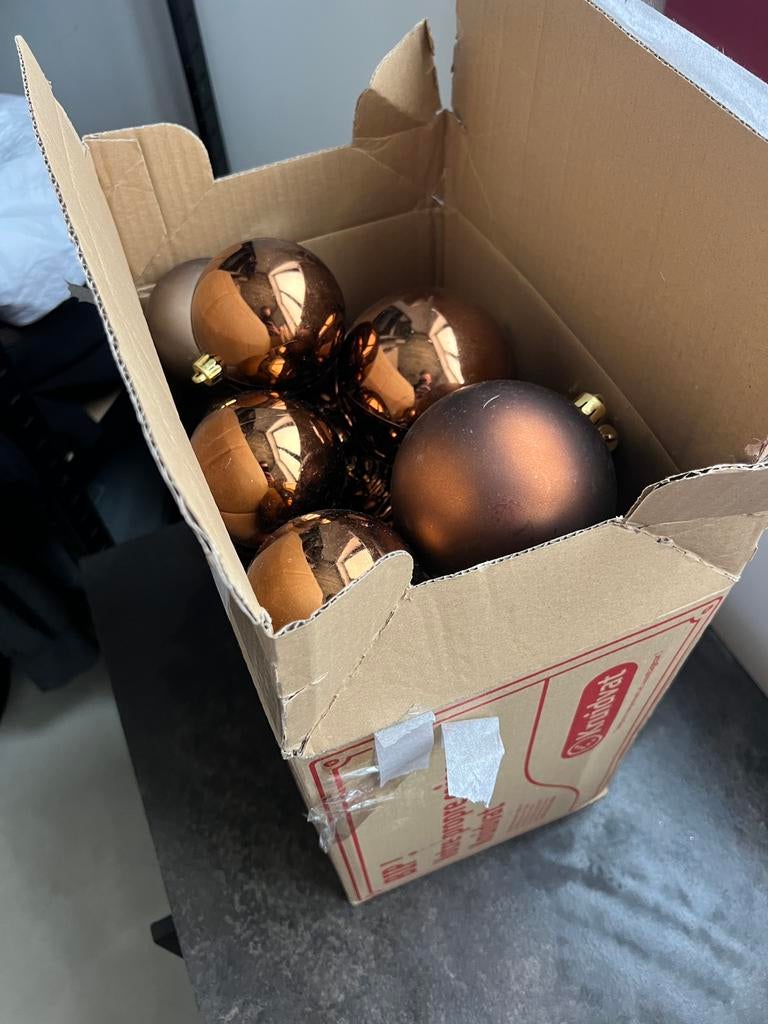 Rest doosje kerstballen brons, Diversen, Ophalen, Zo goed als nieuw