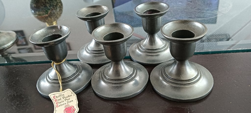 Tinnen kandelaars, Ophalen of Verzenden, Overige materialen