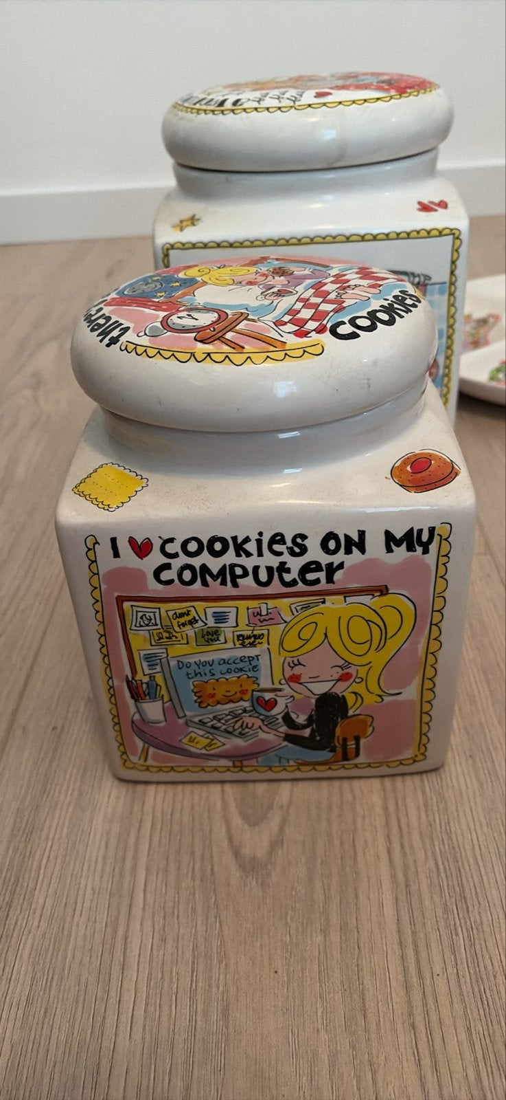 Blond Amsterdam Kleine Koekjespot - "I love cookies", Blond Amsterdam, Gebruikt, Ophalen of Verzenden, Voorraadpot