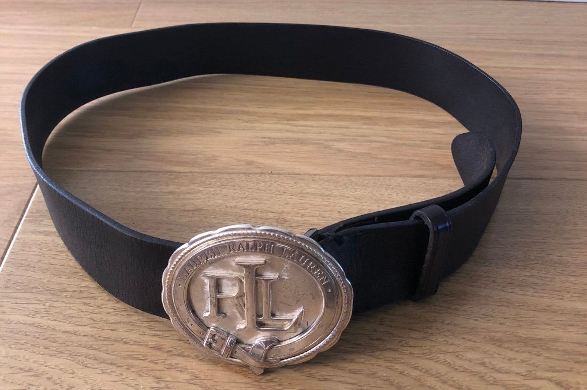 Vintage zwart lederen riem van Lauren Ralph Lauren, 3 tot 5 cm, 90 tot 100 cm, Heupriem, Ophalen of Verzenden