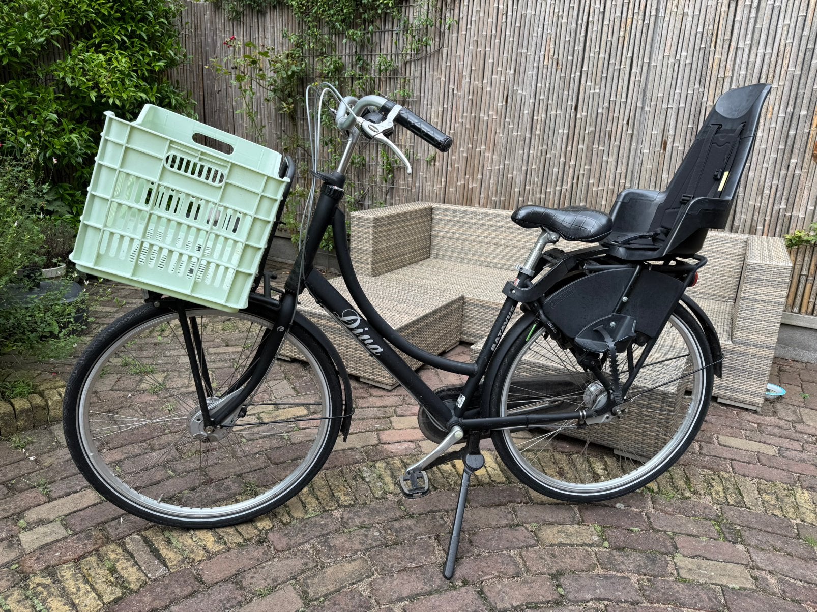 Batavus Diva transportfiets | zwart | Bobike + groot krat, Ophalen, Batavus, Dubbele standaard, Zo goed als nieuw