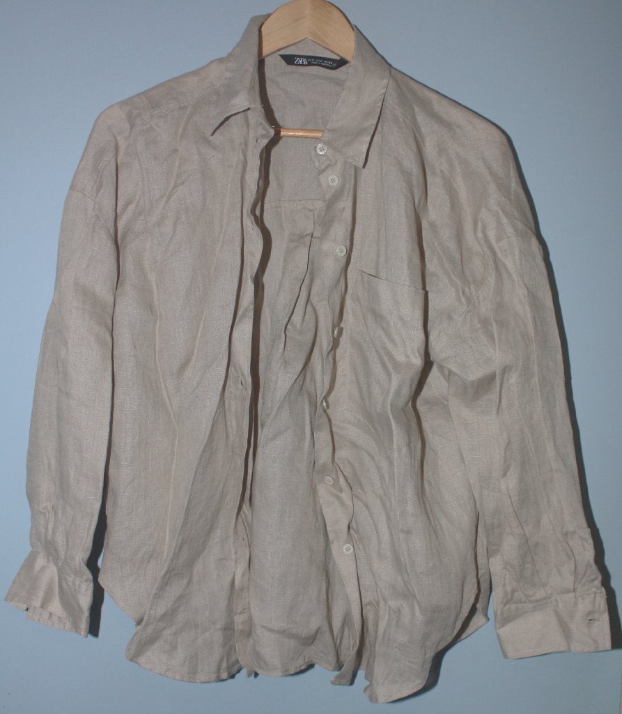 Nieuwe beige Zara linnen blouse mt S, Nieuw, Ophalen of Verzenden, Maat 36 (S), Zara
