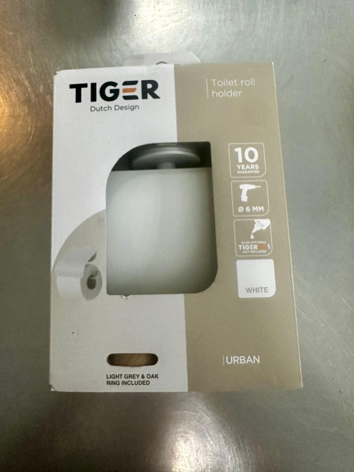 Nieuwe Tiger Urban Toiletrolhouder met klep, wit, Huis en Inrichting, Badkamer | Badtextiel en Accessoires, Ophalen, Nieuw, Wit