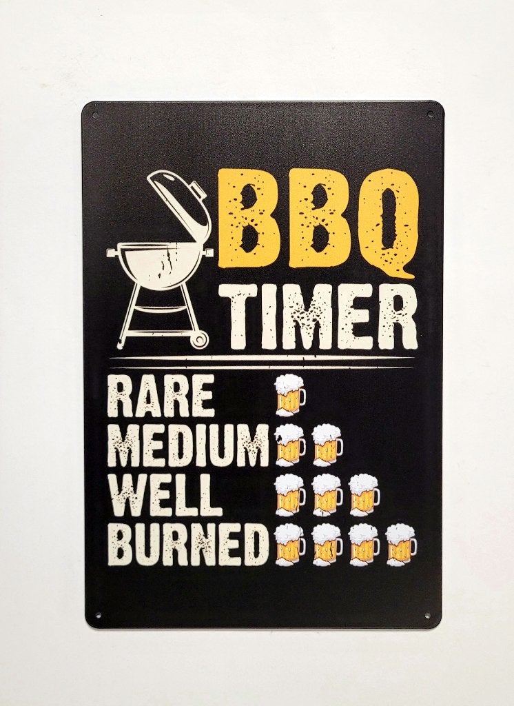 BBQ Timer bier reclamebord van metaal wandbord decoratie, Info@deconoord.nl, Deco Noord, Nieuw, Ophalen of Verzenden