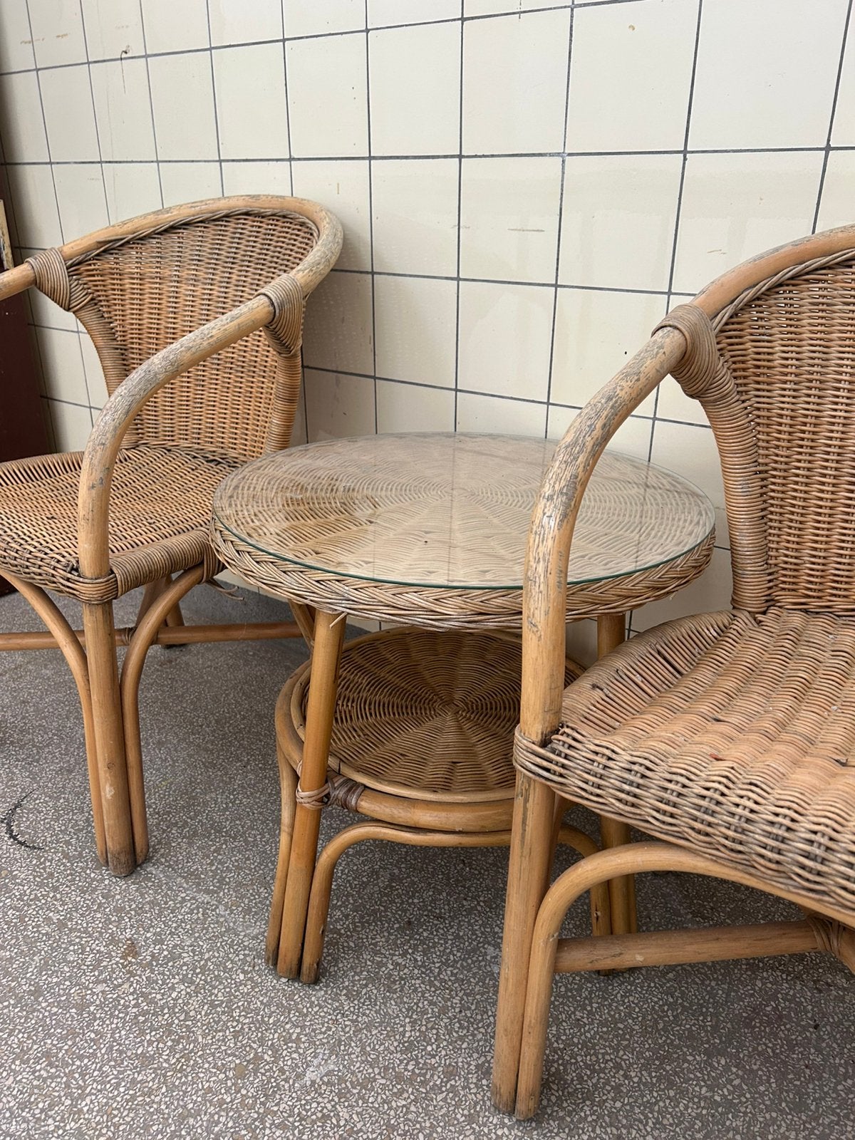 Gratis af te halen rotan tuinset, Ophalen, Gebruikt, Rotan
