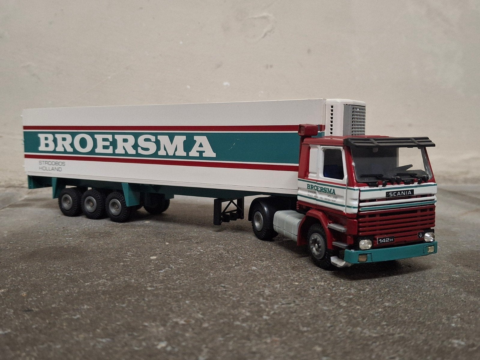 Tekno Scania 142H Broersma Stroobos NIEUWSTAAT, Hobby en Vrije tijd, Ophalen of Verzenden, Zo goed als nieuw, Bus of Vrachtwagen