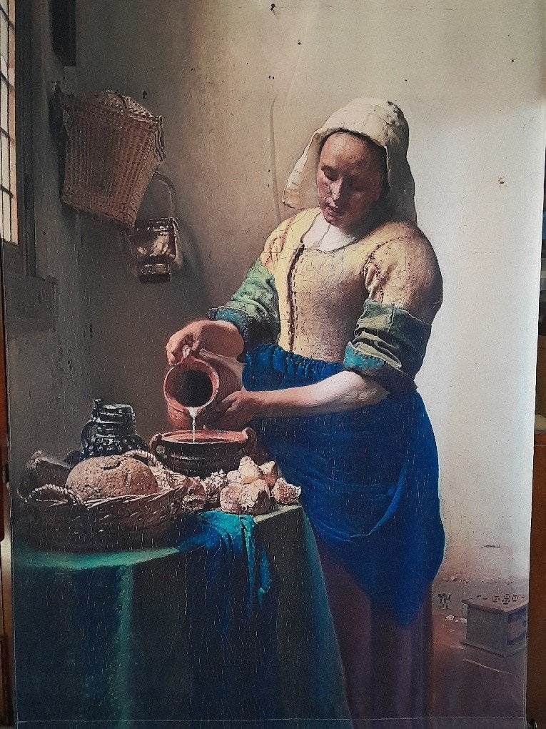 Photoprint Melkmeisje van Vermeer, Ophalen, Gebruikt, Meerkleurig, Textiel