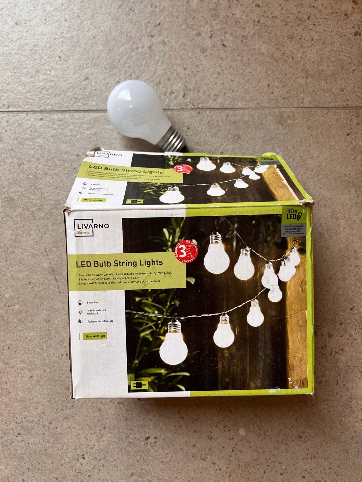 LED Bulb String Lights - Sfeervolle Verlichting, Wit, Kunststof, Overige fittingen, Ophalen of Verzenden