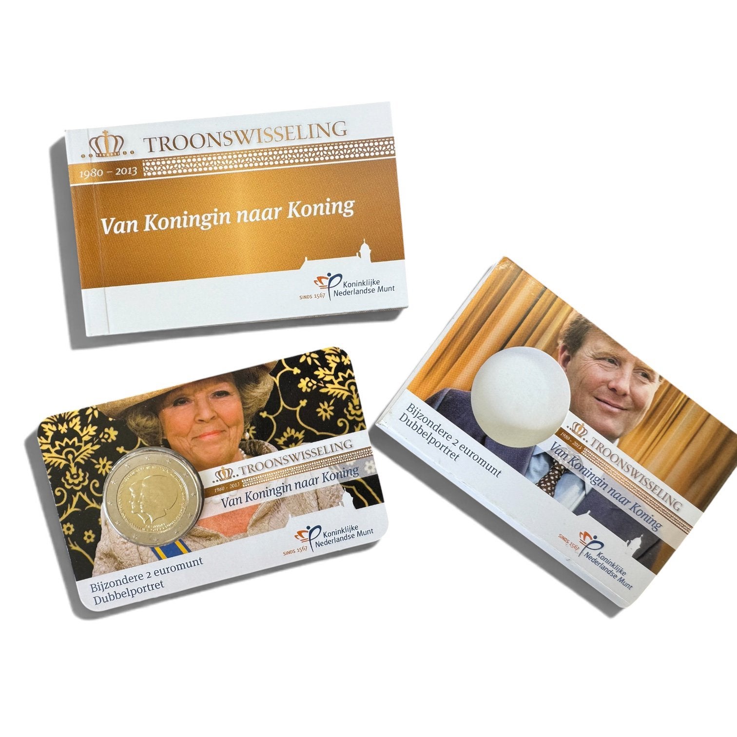 Herinnerinmunt troonswisseling 2013 koninklijkhuis, Ophalen of Verzenden, Overige landen, 2 euro, Setje