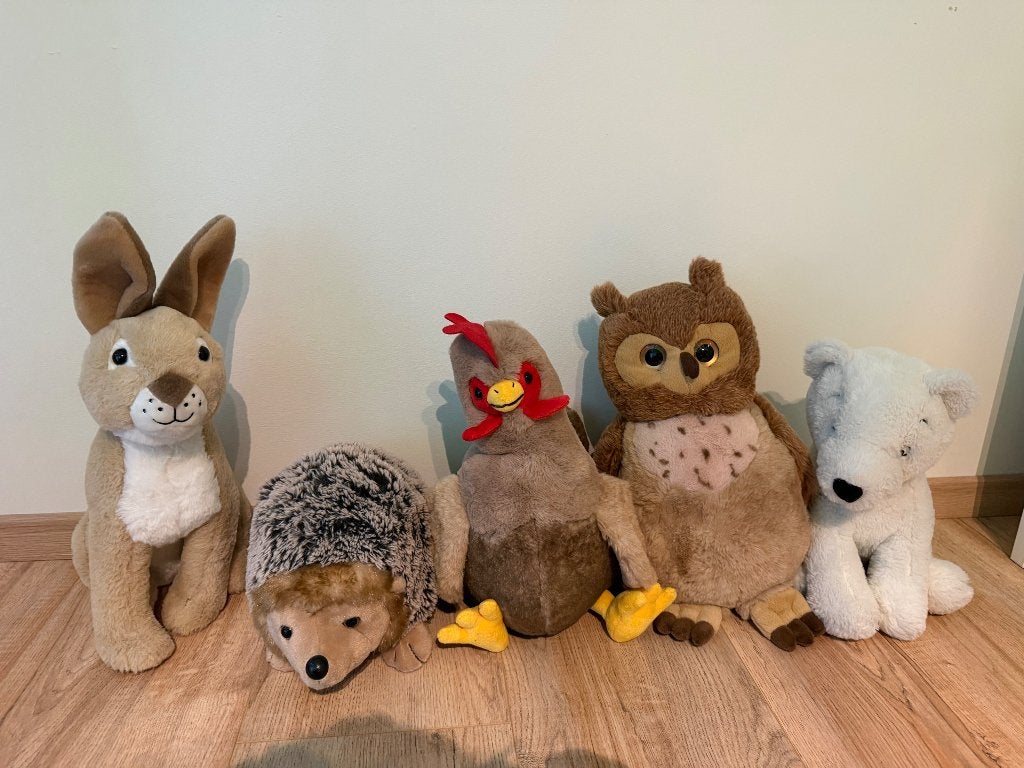 5 Grote Knuffels: Konijn, Egel, Kip, Uil, IJsbeer (30-50 cm), Kinderen en Baby's, Ophalen of Verzenden, Nieuw
