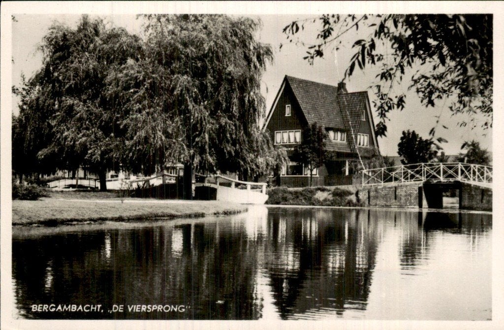 Bergambacht - De Viersprong - Huis bij brug, Ophalen of Verzenden, 1940 tot 1960, Ongelopen, Zuid-Holland