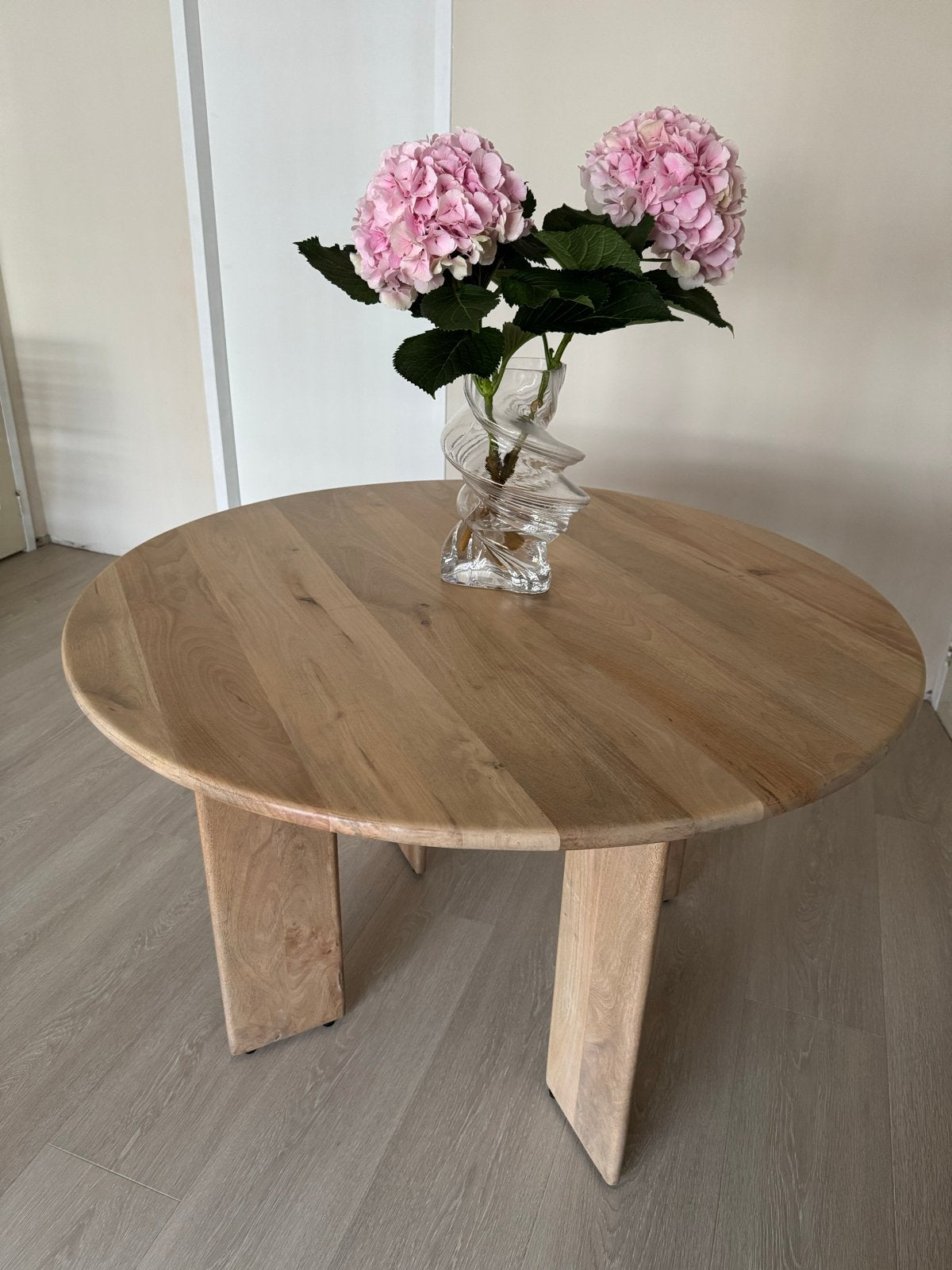 Ronde eettafel van massief hout - Nieuwstaat, Ophalen, 100 tot 150 cm, Rond, Zo goed als nieuw
