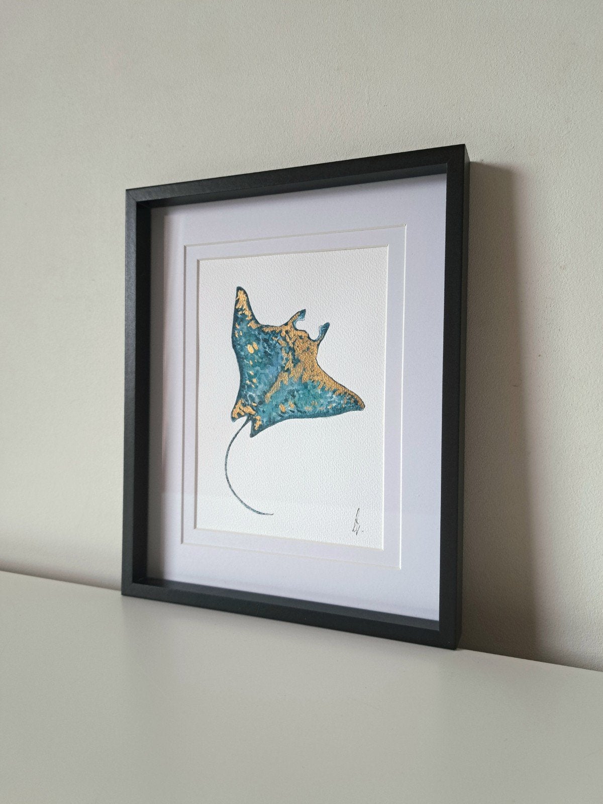 Aquarel schilderij rog met goudeffect | Origineel, Ophalen of Verzenden