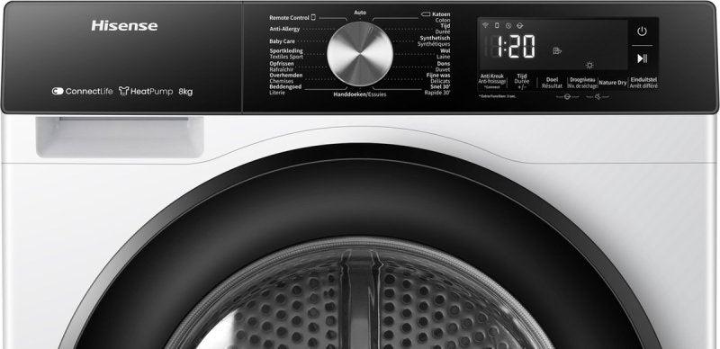 Hisense warmtepompdroger DH3S802BW2 - 3S Serie, Witgoed en Apparatuur, Wasdrogers, 8 tot 10 kg, Nieuw, Hisense Nederland, Voorlader