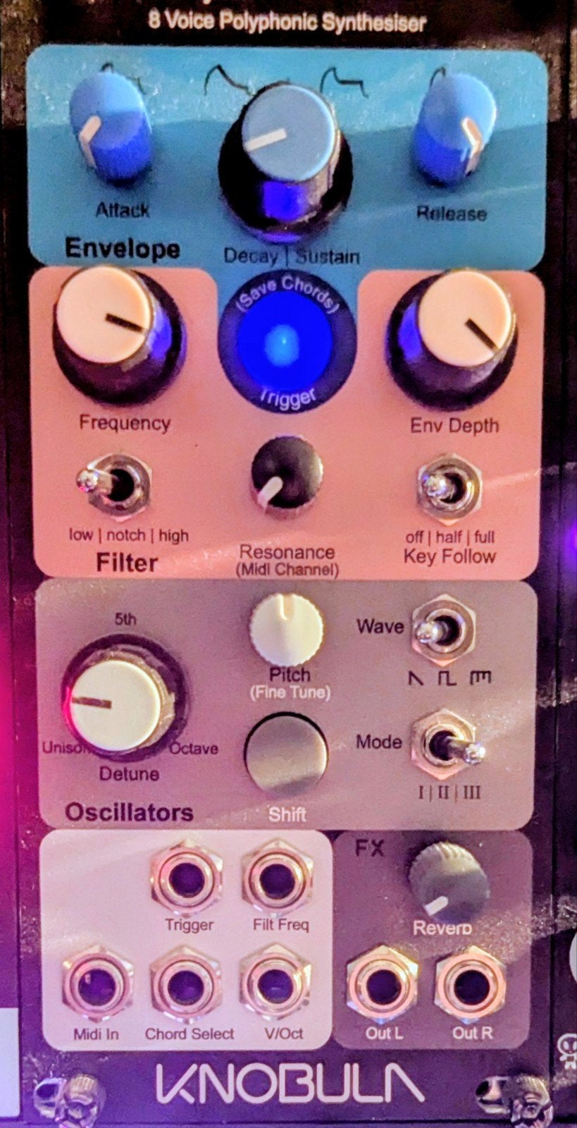 Knobula poly cinematic 8 Voice Eurorack Synthesiser, Muziek en Instrumenten, Overige merken, Gebruikt, Met midi-aansluiting, Overige aantallen