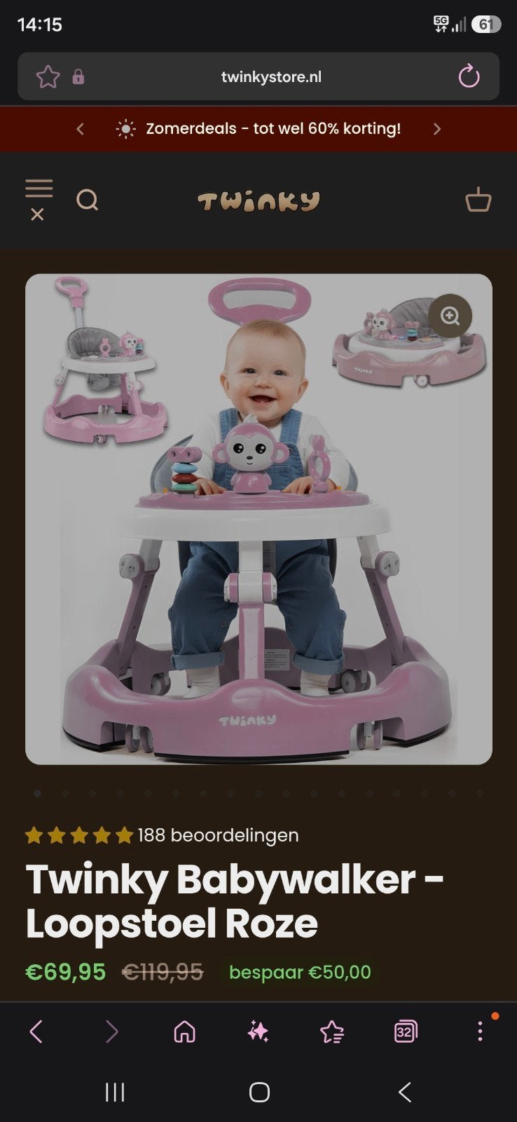 baby loopstoel, Ophalen, Zo goed als nieuw, Overige typen