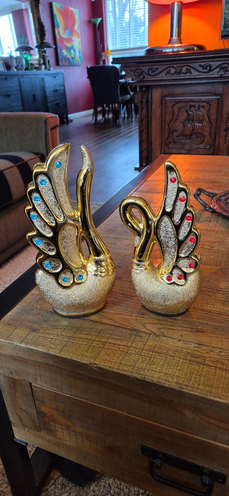 Luxe Decoratieve Zwanenbeeldjes met Glitters en Edelstenen, Ophalen of Verzenden, Zo goed als nieuw