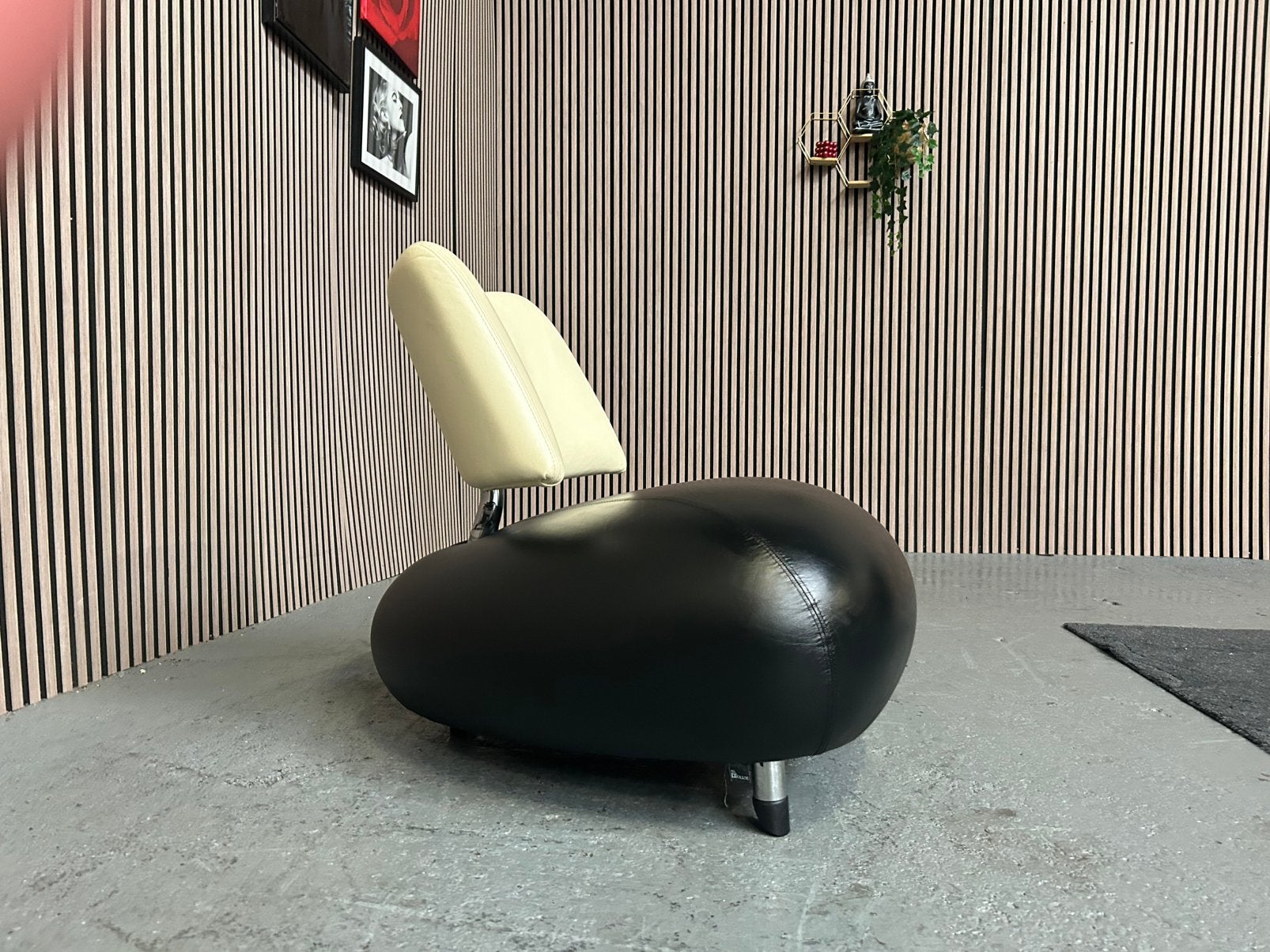 GRATIS LEVERING Leolux Pallone Fauteuil Leer GEREINIGD, Leolux paloma, Zwart, Leer, Ophalen of Verzenden