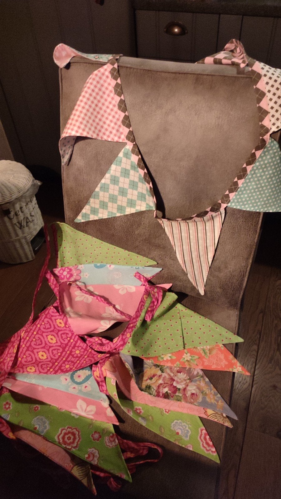 Feestelijke Stoffen Slingers - Diverse Kleuren en Patronen, Hobby en Vrije tijd, Ophalen of Verzenden, Zo goed als nieuw, Versiering