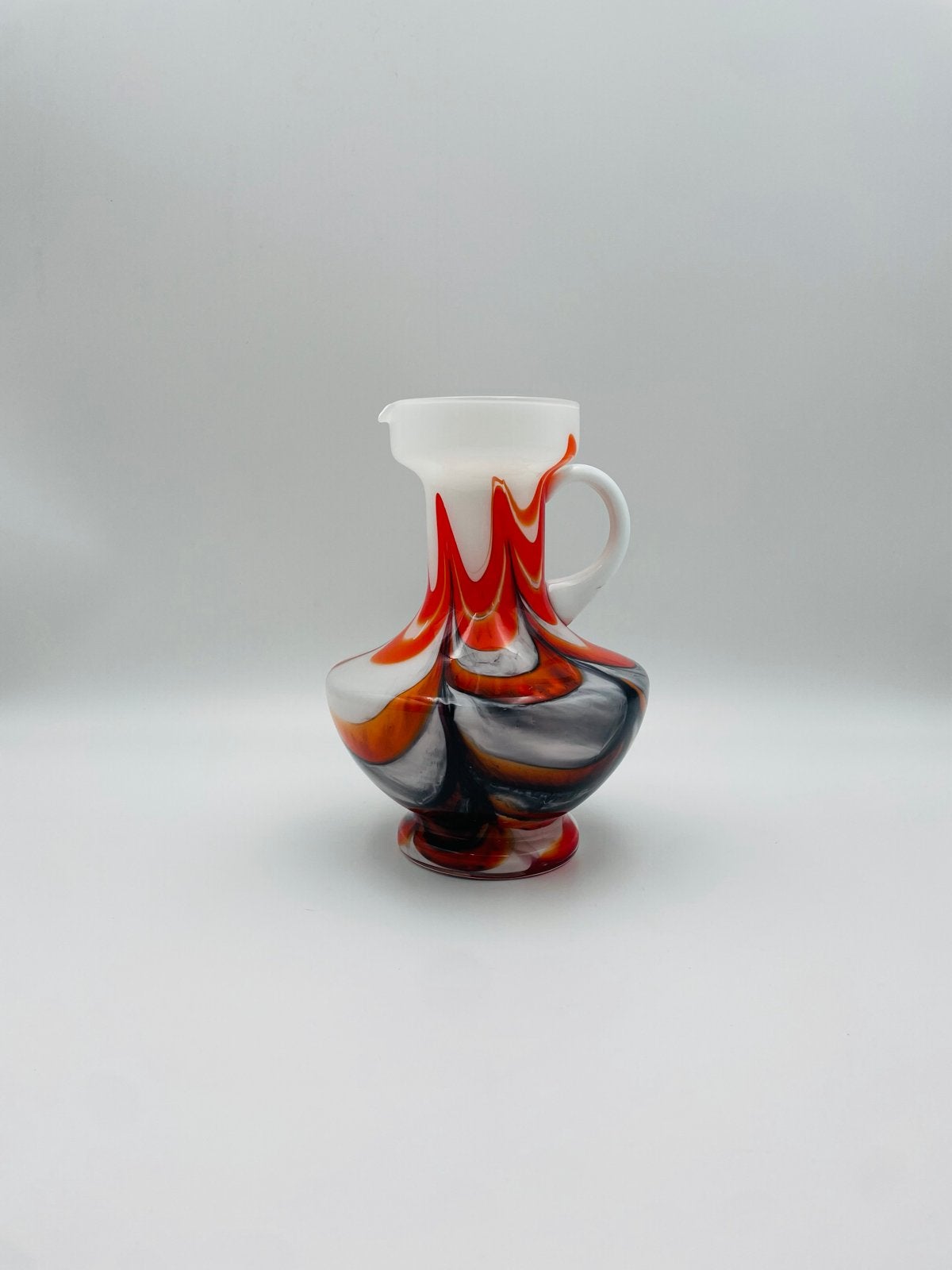 Murano Vaas - Wit, Oranje, Zwart - 24cm Hoog, Ophalen of Verzenden