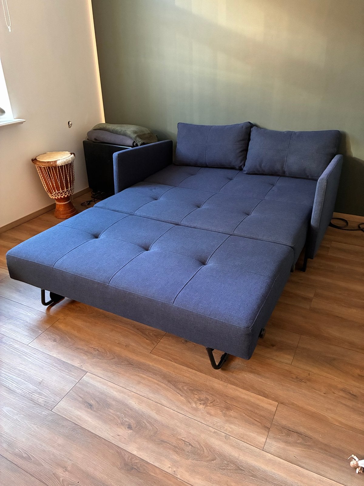 Innovation Living Cubed 140 arm slaapbank - Zo goed als nieu, Blauw, Tweepersoons, Zo goed als nieuw, 140 cm