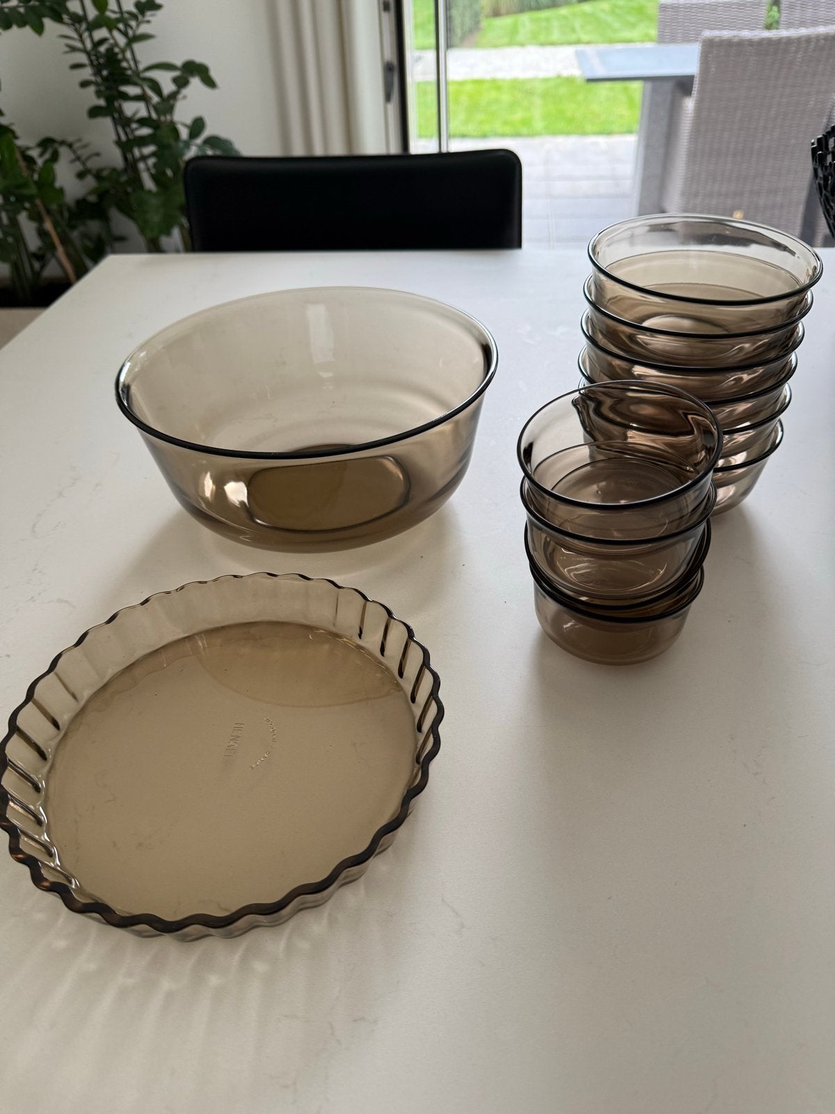 Vintage Arcopal France Rookglas Servies - 10-delig, Ophalen of Verzenden, Zo goed als nieuw, Glas, Overige typen