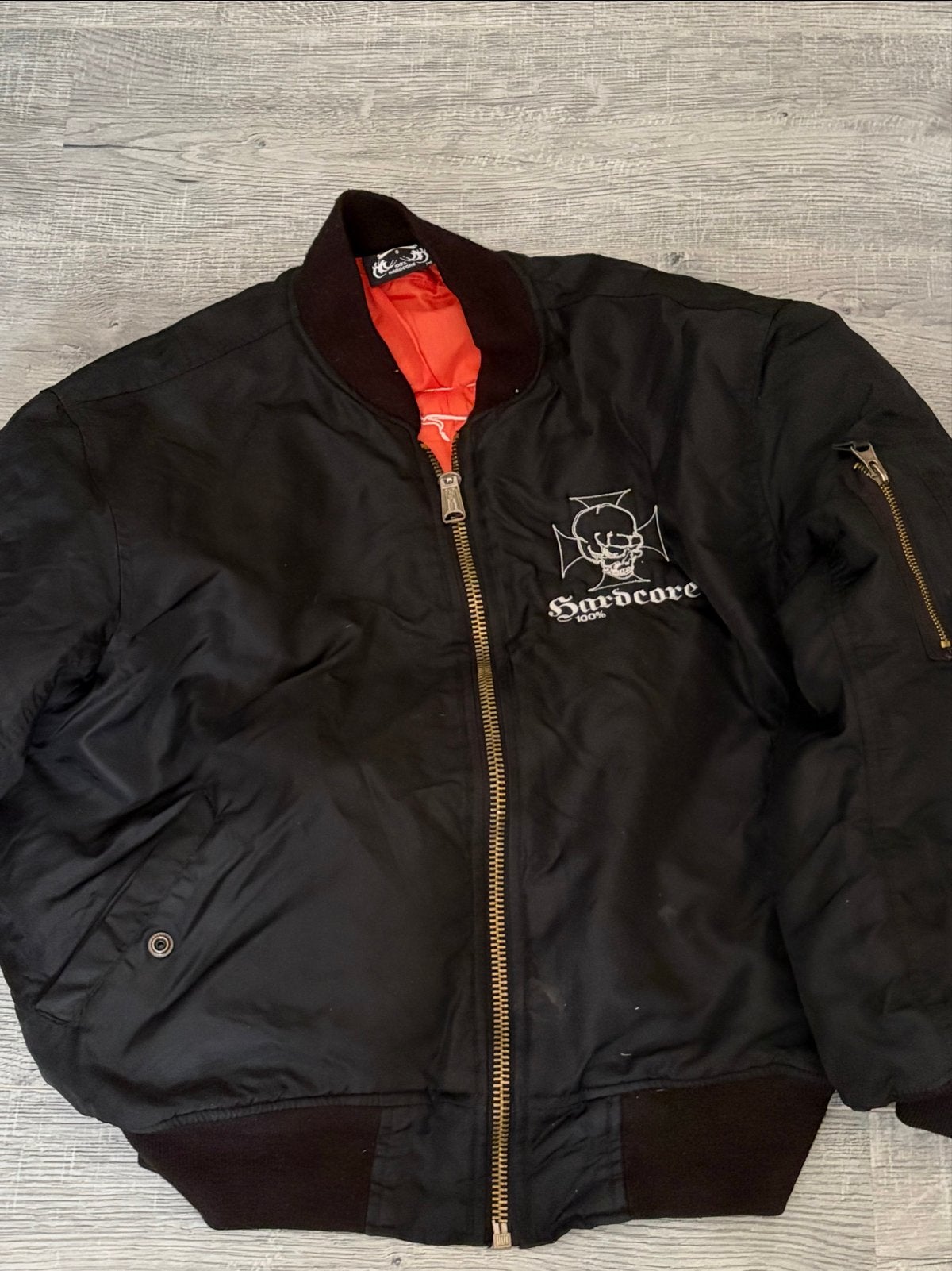 Hardcore Bomberjack met schedelprint - Zwart, Ophalen of Verzenden, Gedragen, Overige maten, Zwart