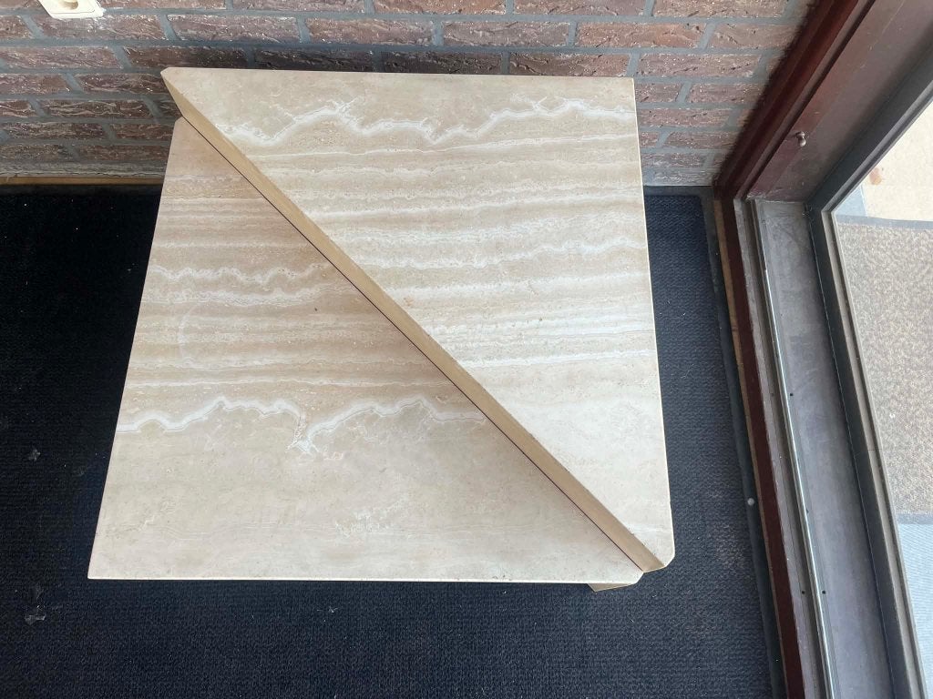 Design travertin salontafel up&up 70x70, Huis en Inrichting, Ophalen of Verzenden, Rechthoekig, 100 tot 150 cm, 50 tot 100 cm