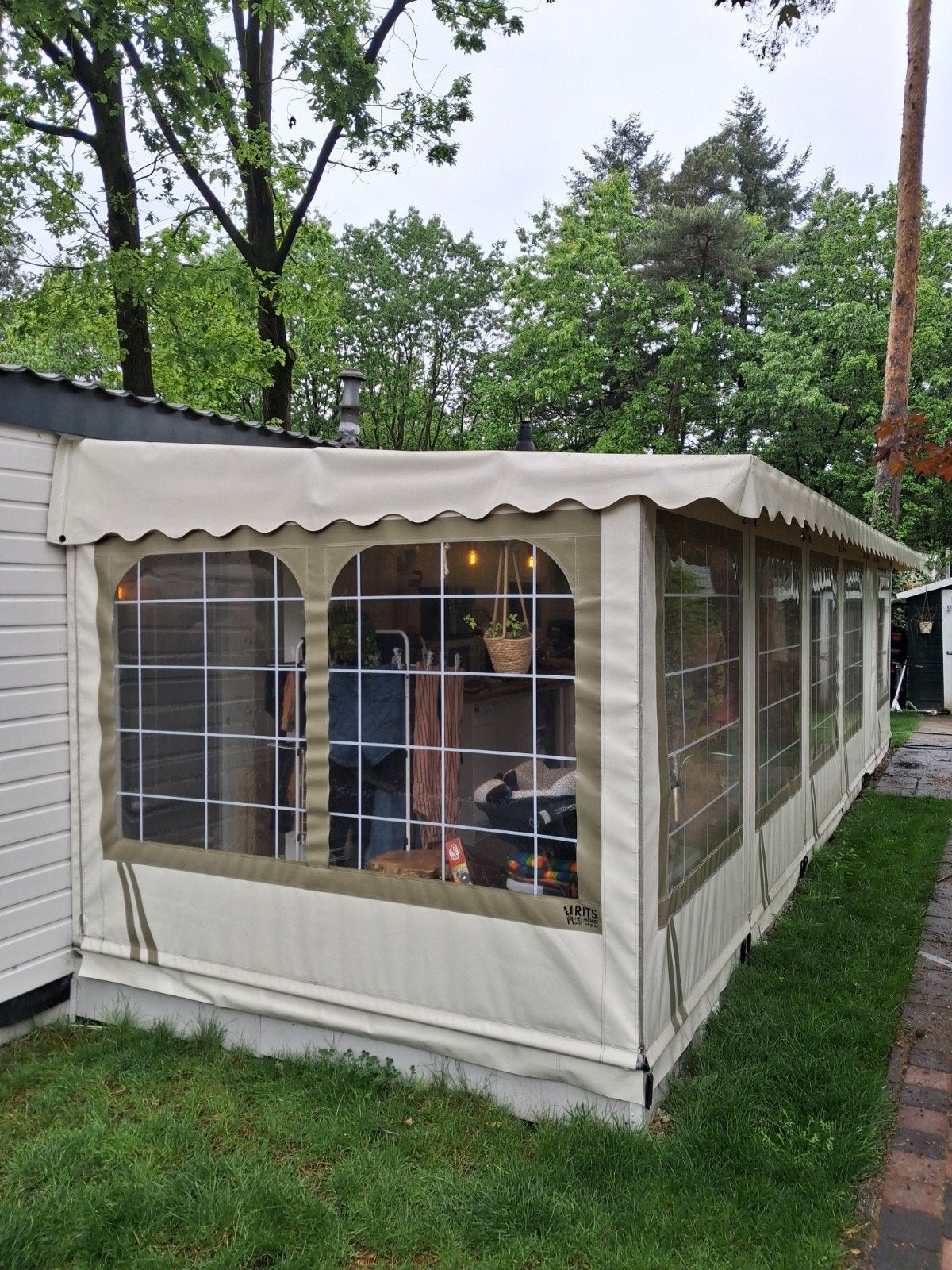wintervaste voortent  9x2,5 m, Ophalen, Gebruikt, PVC