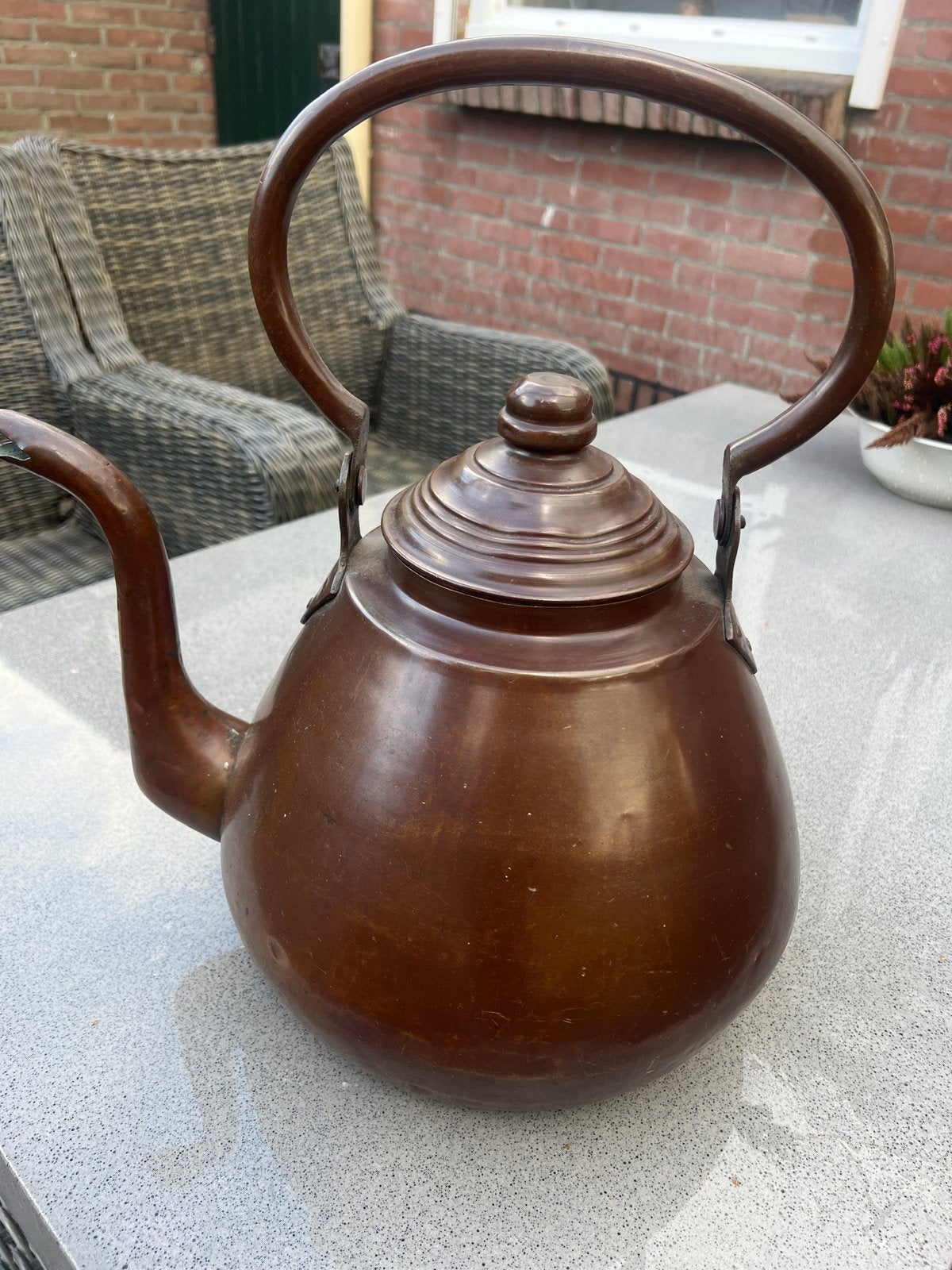 Antieke Roodkoperen Waterketel - Charmante Vintage Theepot, Antiek en Kunst, Ophalen of Verzenden