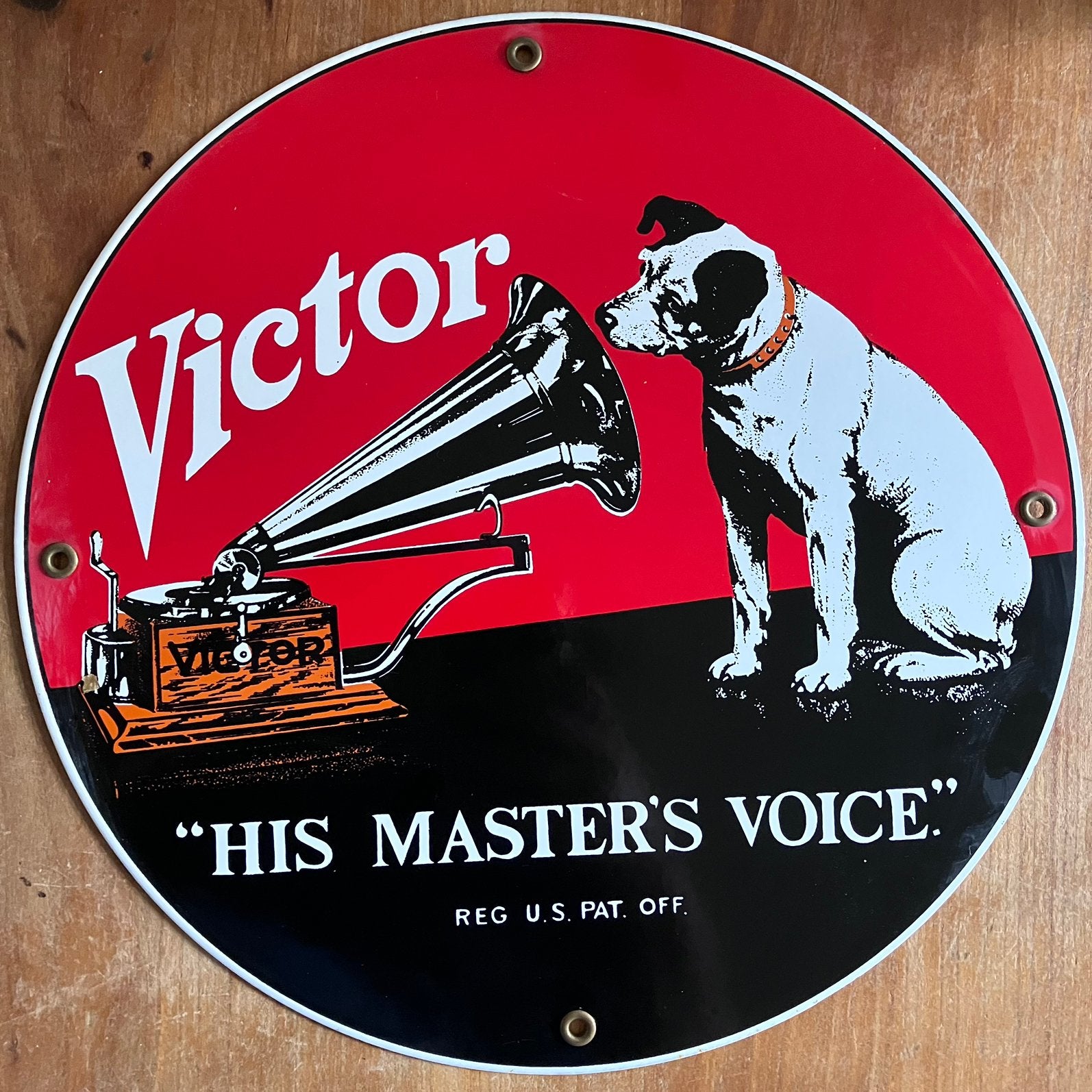 Emaille bord His Master’s Voice, Ophalen of Verzenden, Zo goed als nieuw, Transport