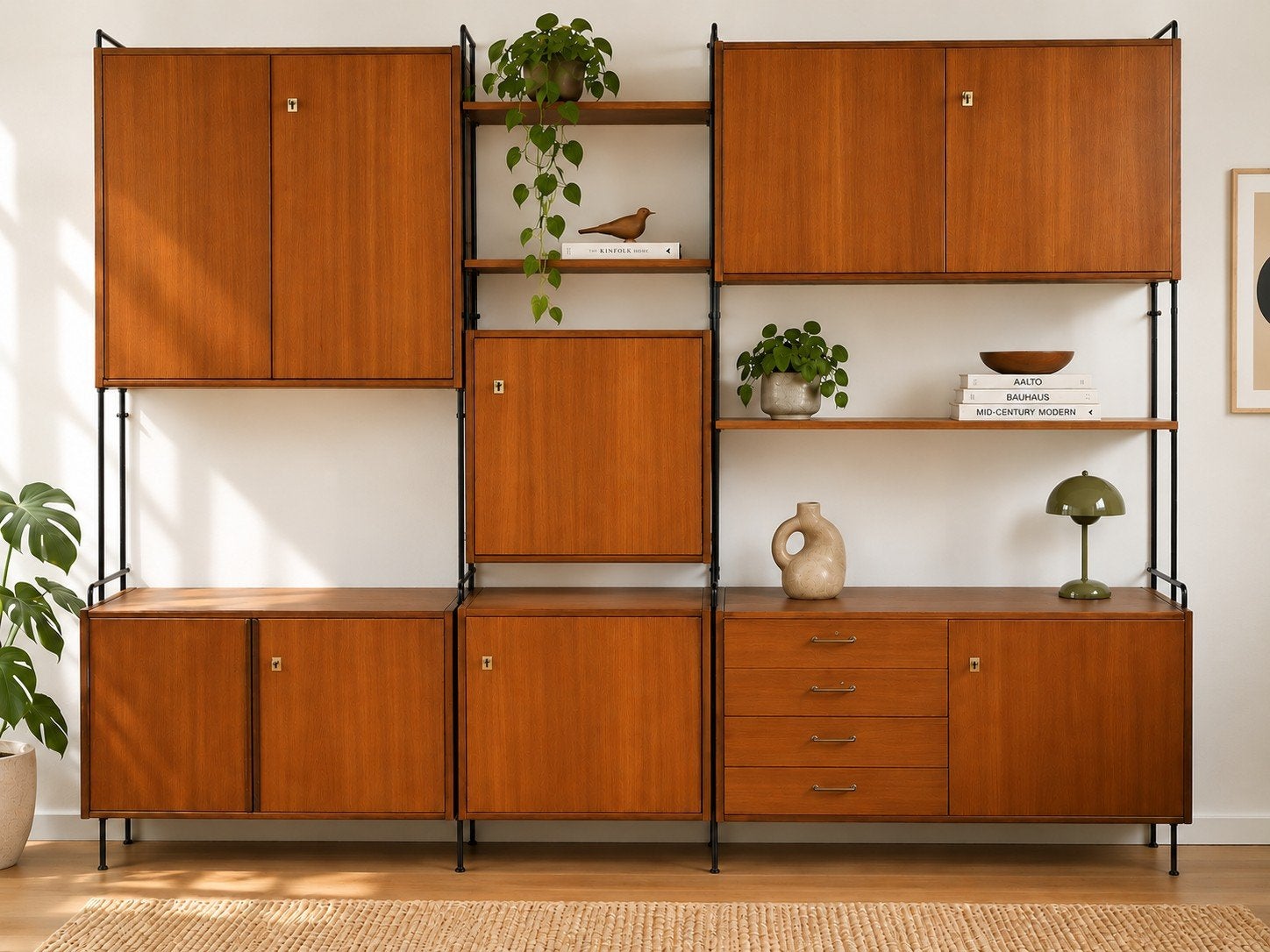 Omnia Hilker wandmeubel – teak – jaren 60 - Vintage - deens, Gebruikt, Teakhout, Ophalen of Verzenden, 150 tot 200 cm