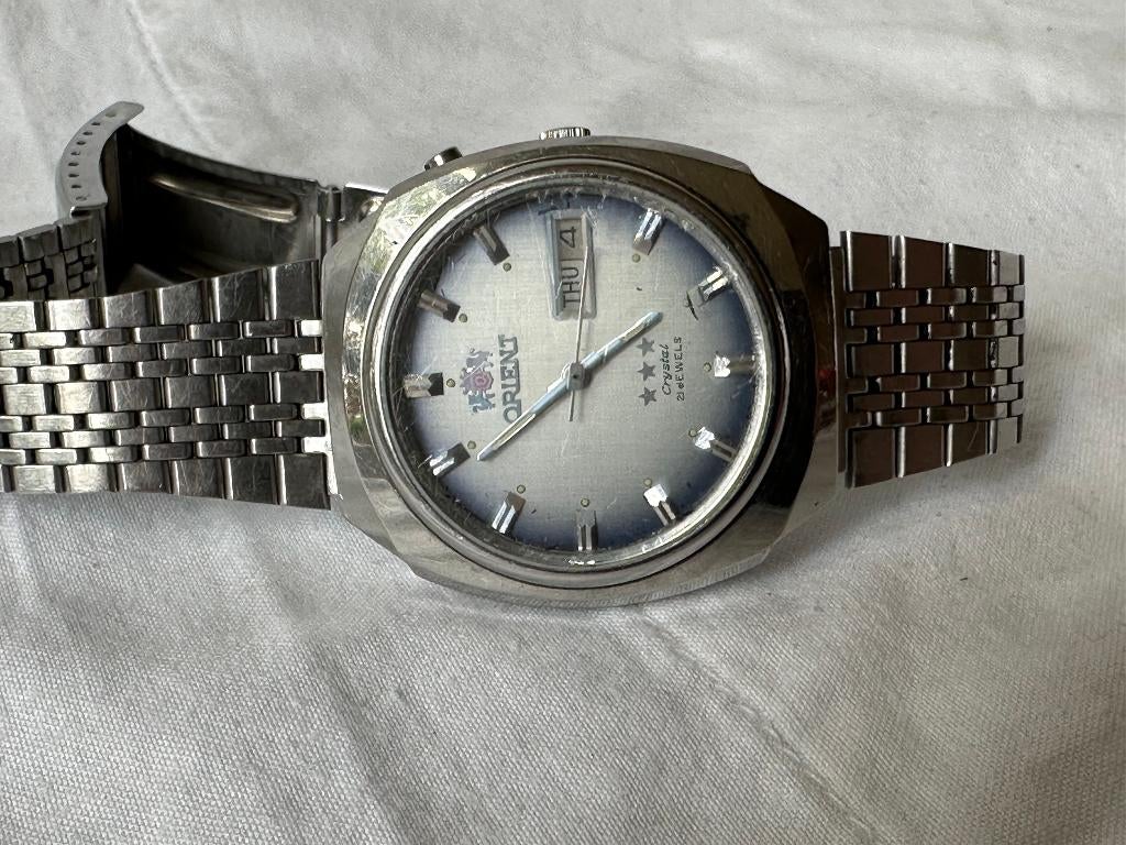 Vintage Orient Crystal 3 Ster automatisch Horloge, Overige merken, Staal, Gebruikt, Staal