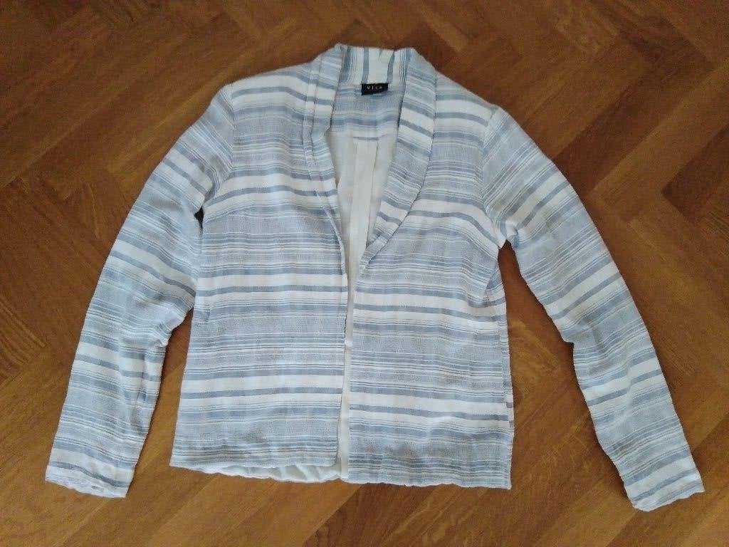 Nieuwe Vila Crème-Blauwe Blazer Mt S 100% Katoen, Wit, Ophalen of Verzenden, Zo goed als nieuw, Jasje