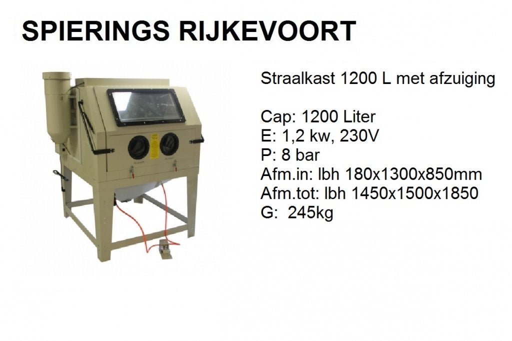 Straalkast 90 tot 1200 L met afzuiging Straalcabine, Niet ingevuld, Overige typen, Niet ingevuld, Nieuw